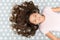 Kid perfect curly hairstyle. Conditioner mask organic oil keep hair shiny and healthy. Amazing curls tips. Make it curly