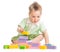 Kid playing colorful building blocks