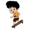 Kid playing skateboard.
