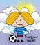 Kid playing soccer cartoon