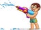 Kid playing water gun illustration