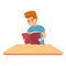 Kid programming book icon, cartoon style