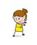 Kid Pushing with Hands - Cute Cartoon Girl Vector