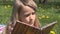 Kid Reading on Meadow in Park, Child Portrait, Girl Face Reads Outdoor in Nature