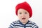 Kid in red hat is indignant two first teeth studio