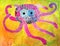 Kid\'s aquarelle drawing of octopus