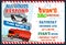 Kid`s Birthday party invitation template with police car and firetruck
