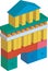 Kid s block construction. Town hall made by blocks