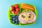 Kid`s healthy breakfasts with funny faces