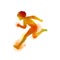 Kid`s running silhouette on watercolor background. Runner vector illustration. Digital art painting.