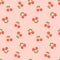 Kid`s seamless pattern. Smiling cherry. Fruit fashion print. Design elements for baby textile or clothes. Hand drawn doodle