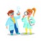 Kid Scientists Doing Chemical Experiment Vector Illustration