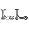 Kid Scooter line and solid icon, kid toys concept, Balance push bike sign on white background, roller scooter icon in