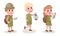Kid Scouts with Backpacks Holding Map and Compass Camping Vector Illustration Set