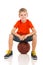 Kid sitting basketball