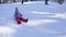 Kid Sledding in Snow, Child Playing in Winter, Girl Sledging in Park, Children Sleighing on Slope