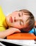 Kid sleep with a Books