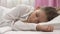 Kid Sleeping in Bed, Child Portrait Sleeps in Bedroom, Teenager Girl Face Fall A