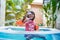 Kid swim in inftable pool