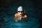 Kid swimming breaststroke closeup