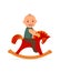 Kid swinging on a rocking horse.