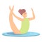 Kid synchro swim icon cartoon vector. Water team