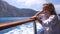 Kid Travelling in Ship, Child in Ferry Boat in Lefkada Island Beach Greece, Girl in Trip Summer Vacation