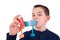Kid using Inhaler with Spacer
