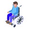 Kid wheelchair icon isometric vector. Children inclusion