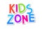 Kid zone vector fun banner background. Kids game poster design. Baby playground play room cartoon logo illustration