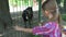 Kid in Zoo Park, Child Feeding Goats, Girl Love Nursing Animals Playing with Rodents, Children Pets Care