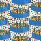 Kiddie inflatable pool full of plastic balls. Seamless pattern.