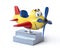 Kiddie ride cartoon airplane 3d rendering