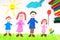 Kiddie style crayon drawing of a happy family