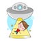 The Kidnapping Of The Space Bowl Illustration Vector Suitable For Greeting Card, Poster Or T-shirt Printing.