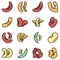 Kidney bean icons set vector flat