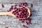 Kidney beans in wooden spoon (cropped)