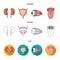 Kidney, bladder, eyeball, tongue. Human organs set collection icons in cartoon,outline,flat style vector symbol stock