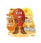 Kidney cowboy with wanted paper. cartoon mascot vector