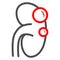 Kidney cyst line icon, Human diseases concept, Tumor with cysts sign on white background, Polycystic kidney disease icon