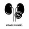 kidney diseases icon, black vector sign with editable strokes, concept illustration