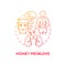 Kidney problems red gradient concept icon