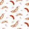 Kidney red bean pods seamless vector pattern.