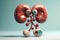 Kidneys. Cute cartoon healthy human anatomy internal organ character set with brain lung intestine heart kidney liver