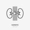 Kidneys flat line icon. Vector thin pictogram of human internal organ, outline illustration for nephrology clinic