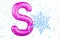 Kids ABC, Letter S with snowflake. 3D rendering