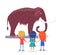 Kids Admiring Mammoth Model Isolated Illustration