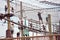 Kids and adults walking on the canopy zipline in old port, Montreal, Quebec, Canada