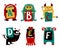 Kids alphabet with cute colorful monsters or insects. Funny fi