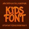 Kids alphabet font. Uppercase hand drawn letters and numbers.
